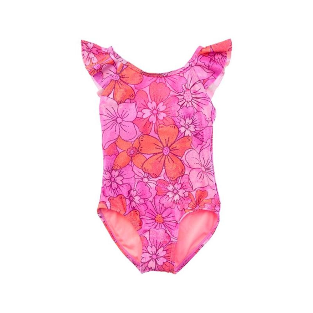 Beach Lingo Girls  Ruffle Strap One-Piece, Pink